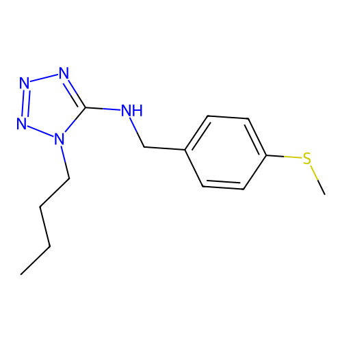 1-butyl-N-[(4-methylsulfanylphenyl)methyl]tetrazol-5-amine structure