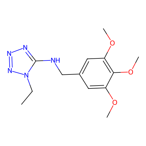 1-ethyl-N-[(3,4,5-trimethoxyphenyl)methyl]tetrazol-5-amine structure