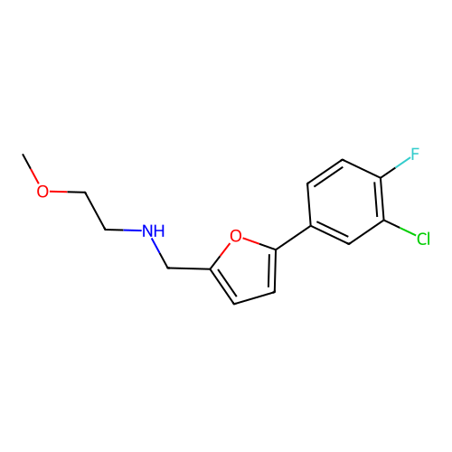 N-[[5-(3-chloro-4-fluorophenyl)furan-2-yl]methyl]-2-methoxyethanamine structure