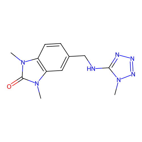 1,3-dimethyl-5-{[(1-methyl-1H-tetrazol-5-yl)amino]methyl}-1,3-dihydro-2H-benzimidazol-2-one structure