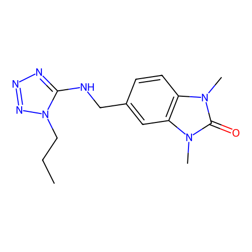 1,3-dimethyl-5-{[(1-propyl-1H-tetrazol-5-yl)amino]methyl}-1,3-dihydro-2H-benzimidazol-2-one structure