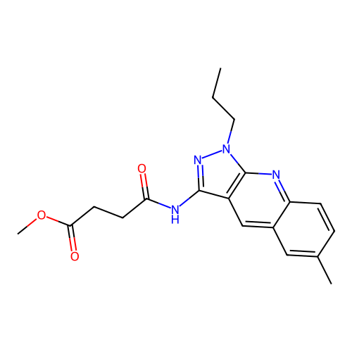 methyl 4-((6-methyl-1-propyl-1H-pyrazolo[3,4-b]quinolin-3-yl)amino)-4-oxobutanoate structure