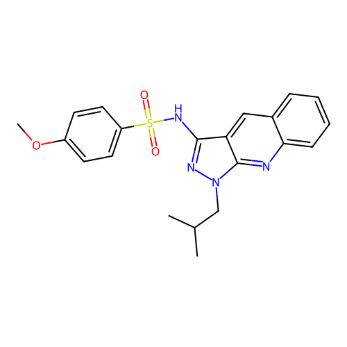 4-methoxy-N-[1-(2-methylpropyl)pyrazolo[3,4-b]quinolin-3-yl]benzenesulfonamide structure