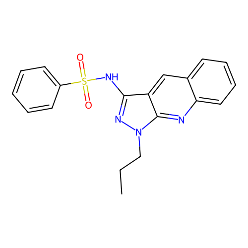 N-(1-propylpyrazolo[3,4-b]quinolin-3-yl)benzenesulfonamide structure