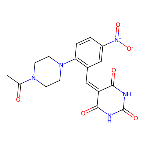 5-[2-(4-Acetyl-piperazin-1-yl)-5-nitro-benzylidene]-pyrimidine-2,4,6-trione structure