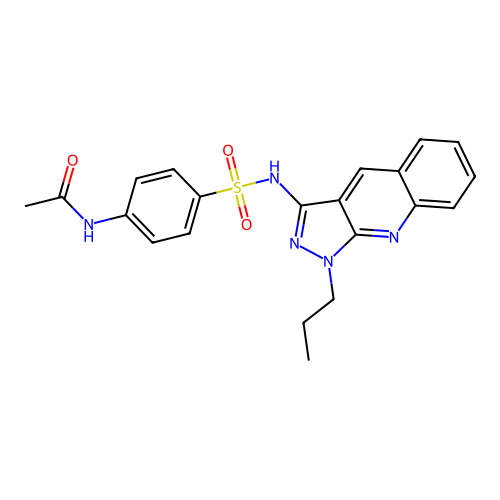 N-[4-[(1-propylpyrazolo[3,4-b]quinolin-3-yl)sulfamoyl]phenyl]acetamide structure