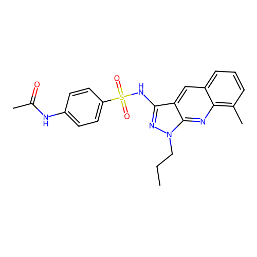 N-[4-[(8-methyl-1-propylpyrazolo[3,4-b]quinolin-3-yl)sulfamoyl]phenyl]acetamide structure