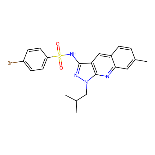 4-bromo-N-(1-isobutyl-7-methyl-1H-pyrazolo[3,4-b]quinolin-3-yl)benzenesulfonamide structure