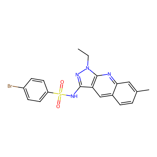 4-bromo-N-(1-ethyl-7-methylpyrazolo[3,4-b]quinolin-3-yl)benzenesulfonamide structure