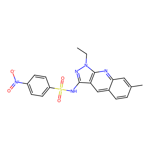 N-(1-ethyl-7-methylpyrazolo[3,4-b]quinolin-3-yl)-4-nitrobenzenesulfonamide structure