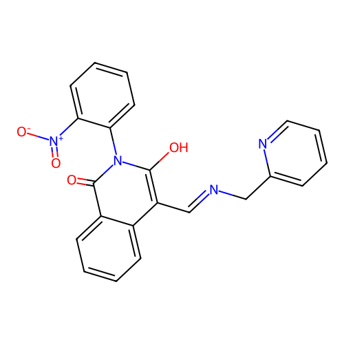 2-(2-nitrophenyl)-4-[(pyridin-2-ylmethylamino)methylidene]isoquinoline-1,3-dione structure