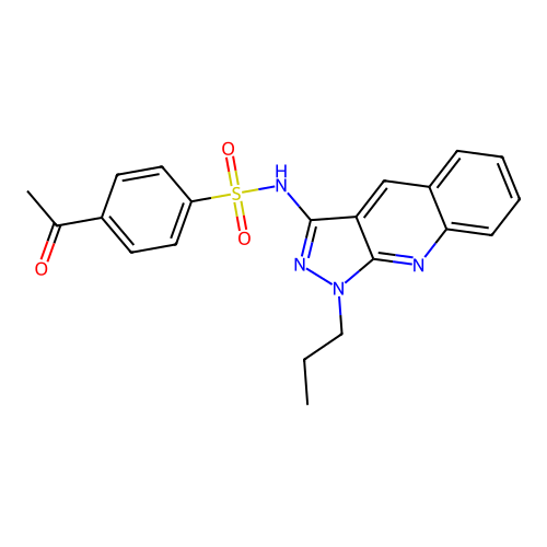 4-acetyl-N-(1-propyl-1H-pyrazolo[3,4-b]quinolin-3-yl)benzenesulfonamide structure