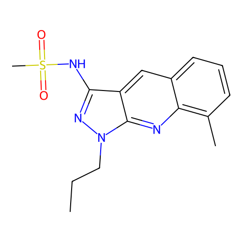 N-(8-methyl-1-propyl-1H-pyrazolo[3,4-b]quinolin-3-yl)methanesulfonamide structure