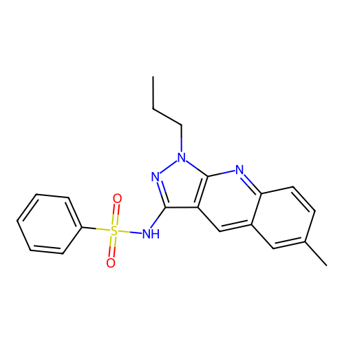 N-(6-methyl-1-propyl-1H-pyrazolo[3,4-b]quinolin-3-yl)benzenesulfonamide structure