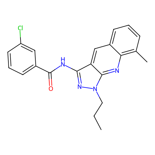 3-chloro-N-(8-methyl-1-propylpyrazolo[3,4-b]quinolin-3-yl)benzamide structure