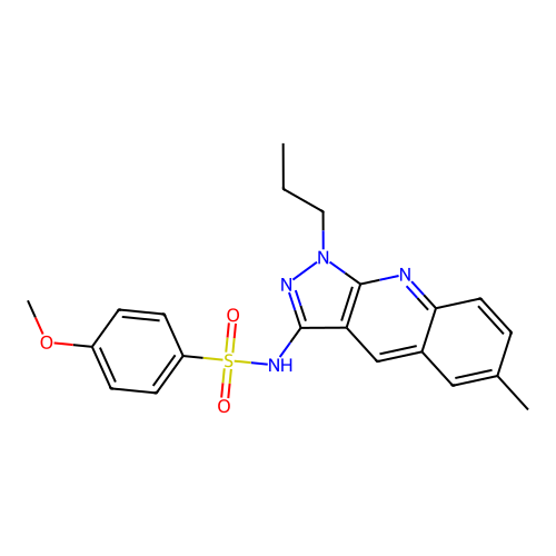4-methoxy-N-(6-methyl-1-propylpyrazolo[3,4-b]quinolin-3-yl)benzenesulfonamide structure