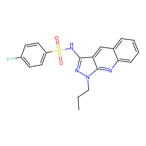 4-fluoro-N-(1-propyl-1H-pyrazolo[3,4-b]quinolin-3-yl)benzenesulfonamide structure