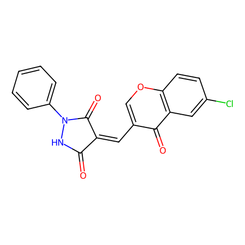 (Z)-4-((6-chloro-4-oxo-4H-chromen-3-yl)methylene)-1-phenylpyrazolidine-3,5-dione structure