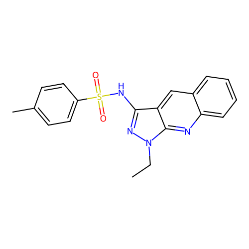 N-(1-ethylpyrazolo[3,4-b]quinolin-3-yl)-4-methylbenzenesulfonamide structure