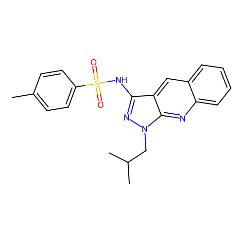 N-(1-isobutyl-1H-pyrazolo[3,4-b]quinolin-3-yl)-4-methylbenzenesulfonamide structure