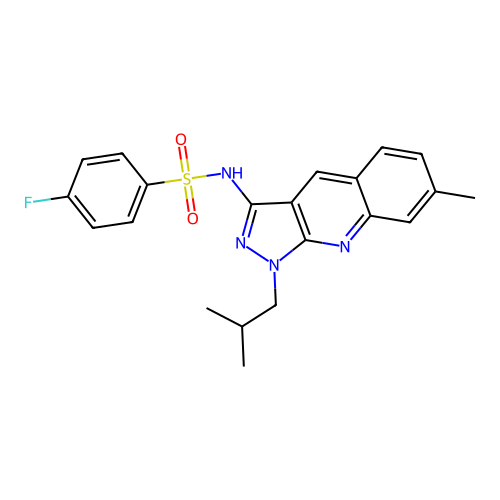 4-fluoro-N-(1-isobutyl-7-methyl-1H-pyrazolo[3,4-b]quinolin-3-yl)benzenesulfonamide structure
