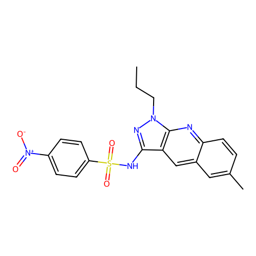 N-(6-methyl-1-propylpyrazolo[3,4-b]quinolin-3-yl)-4-nitrobenzenesulfonamide structure