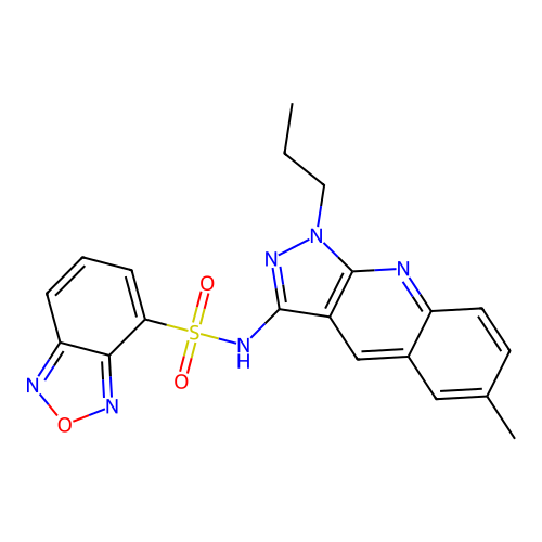 N-(6-methyl-1-propylpyrazolo[3,4-b]quinolin-3-yl)-2,1,3-benzoxadiazole-4-sulfonamide structure