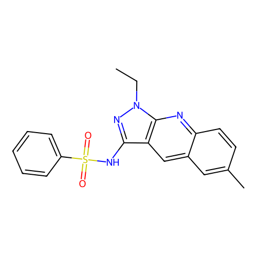 N-(1-ethyl-6-methylpyrazolo[3,4-b]quinolin-3-yl)benzenesulfonamide structure