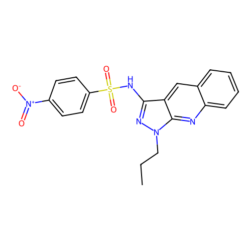 4-nitro-N-(1-propylpyrazolo[3,4-b]quinolin-3-yl)benzenesulfonamide structure