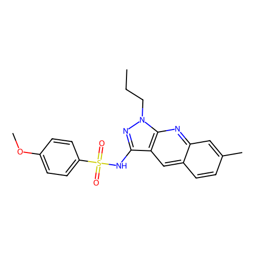 4-methoxy-N-(7-methyl-1-propylpyrazolo[3,4-b]quinolin-3-yl)benzenesulfonamide structure