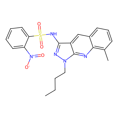 N-(1-butyl-8-methylpyrazolo[3,4-b]quinolin-3-yl)-2-nitrobenzenesulfonamide structure