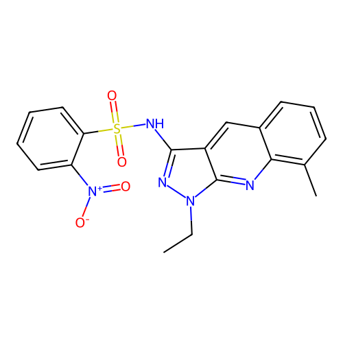N-(1-ethyl-8-methylpyrazolo[3,4-b]quinolin-3-yl)-2-nitrobenzenesulfonamide structure