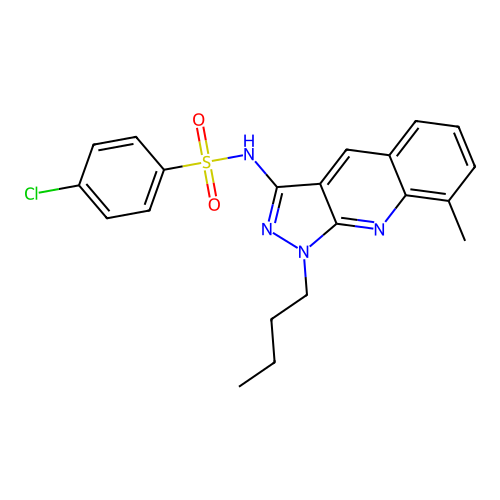 N-(1-butyl-8-methyl-1H-pyrazolo[3,4-b]quinolin-3-yl)-4-chlorobenzenesulfonamide structure
