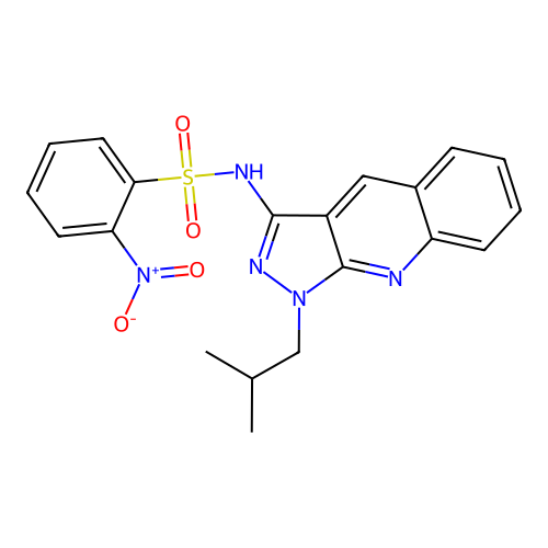 N-(1-isobutyl-1H-pyrazolo[3,4-b]quinolin-3-yl)-2-nitrobenzenesulfonamide structure