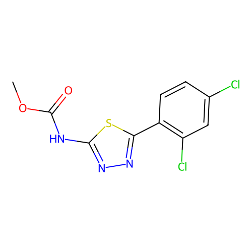 methyl [(2E)-5-(2,4-dichlorophenyl)-1,3,4-thiadiazol-2(3H)-ylidene]carbamate structure