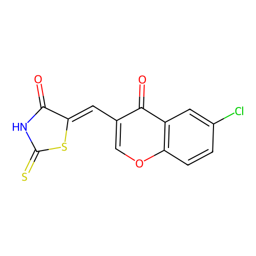 (Z)-5-((6-chloro-4-oxo-4H-chromen-3-yl)methylene)-2-thioxothiazolidin-4-one structure