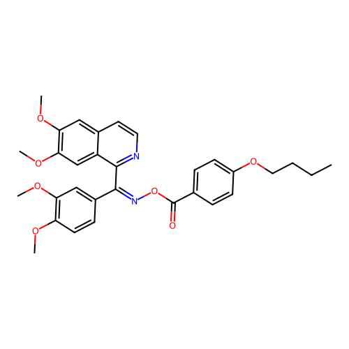 (4-butoxyphenyl)({[(Z)-(6,7-dimethoxyisoquinolin-1-yl)(3,4-dimethoxyphenyl)methylidene]amino}oxy)methanone structure