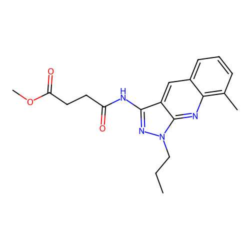 methyl 4-((8-methyl-1-propyl-1H-pyrazolo[3,4-b]quinolin-3-yl)amino)-4-oxobutanoate structure