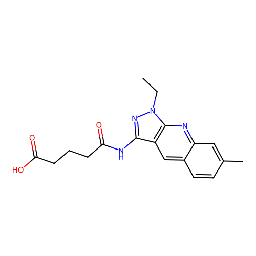 5-((1-ethyl-7-methyl-1H-pyrazolo[3,4-b]quinolin-3-yl)amino)-5-oxopentanoic acid structure