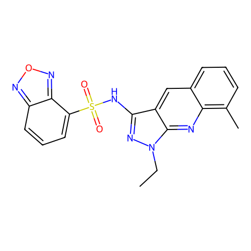 N-(1-ethyl-8-methylpyrazolo[3,4-b]quinolin-3-yl)-2,1,3-benzoxadiazole-4-sulfonamide structure