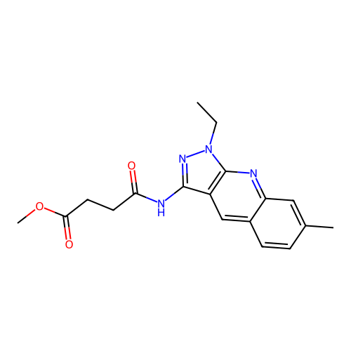 methyl 4-((1-ethyl-7-methyl-1H-pyrazolo[3,4-b]quinolin-3-yl)amino)-4-oxobutanoate structure