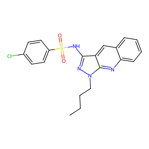 N-(1-butylpyrazolo[3,4-b]quinolin-3-yl)-4-chlorobenzenesulfonamide structure