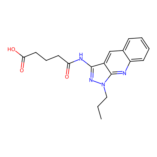 5-oxo-5-((1-propyl-1H-pyrazolo[3,4-b]quinolin-3-yl)amino)pentanoic acid structure