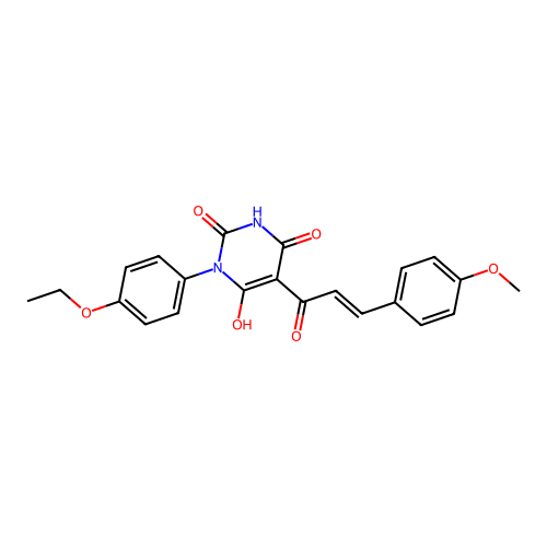 (E)-3-(4-ethoxyphenyl)-6-hydroxy-5-(3-(4-methoxyphenyl)acryloyl)pyrimidine-2,4(1H,3H)-dione structure