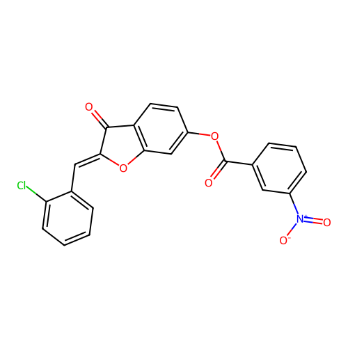 2-[(2-Chlorophenyl)methylene]-3-oxobenzo[3,4-b]furan-6-yl 3-nitrobenzoate structure