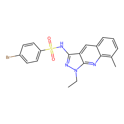 4-bromo-N-(1-ethyl-8-methylpyrazolo[3,4-b]quinolin-3-yl)benzenesulfonamide structure