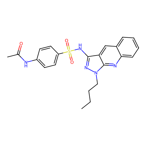 N-[4-[(1-butylpyrazolo[3,4-b]quinolin-3-yl)sulfamoyl]phenyl]acetamide structure