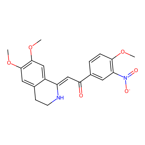 (2Z)-2-(6,7-dimethoxy-3,4-dihydro-2H-isoquinolin-1-ylidene)-1-(4-methoxy-3-nitrophenyl)ethanone structure