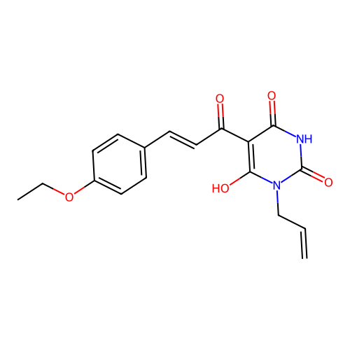 (E)-3-allyl-5-(3-(4-ethoxyphenyl)acryloyl)-6-hydroxypyrimidine-2,4(1H,3H)-dione structure