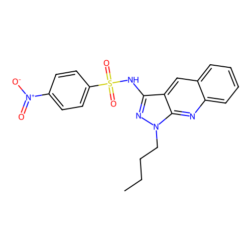 N-(1-butylpyrazolo[3,4-b]quinolin-3-yl)-4-nitrobenzenesulfonamide structure